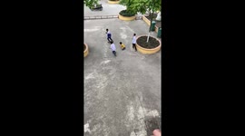 Resilience on the pitch: disabled child plays football with friends