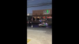 Kind Samaritan safely guides dog across busy road