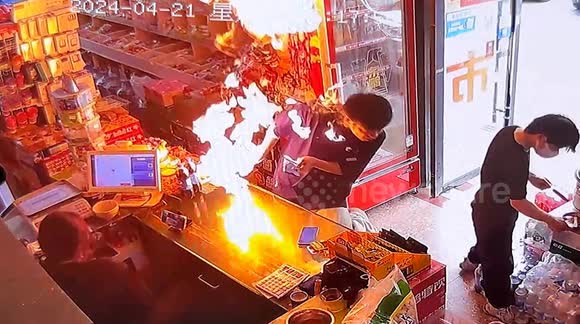 Massive fireball erupts from lighter as man attempts to ignite cigarette in  China