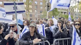 Columbia University Pro-Israel Protest March. New York