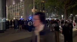 USA: A crowd of people chant for Palestine in Manhattan, NY