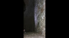 Terrifying moment floor collapses underneath climber in Spain