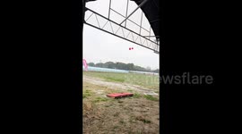China: FPV drones pop balloons in the air in Hubei