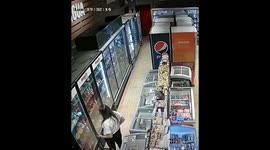 Shopper takes a tumble, bounces back unfazed