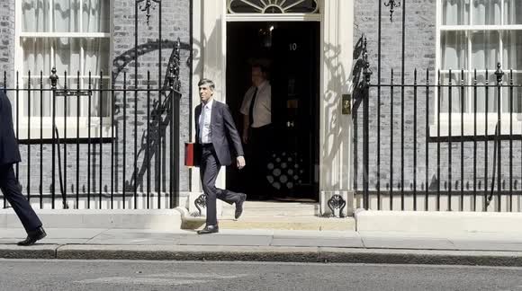 Rishi Sunak leaves 10 Downing Street for PMQs