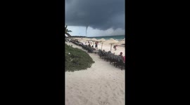 04/25/24 in Cancun, Mexico.  Waterspouts over the ocean at Unico 20’87’ Resort, Quintana Roo, Mexico