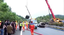 Tragedy strikes as 23 vehicles plunge in southern China highway collapse