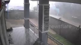Powerful storm hammers house in northern Thailand