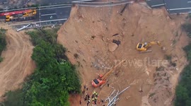 Aerial footage：Rescue continues after highway collapse tragedy in  southern China claims 48 lives
