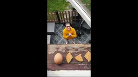 Man's egg-citement fades away after biscuit-catching adventure is revealed to be a prank