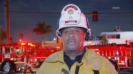 USA: Fire at Los Angeles County Fire Station 164 Assistant Chief Speaks On Camera