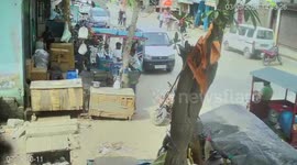 India: Intoxicated car driver hits scooter, drags it for several metres