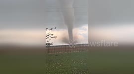 Tornado tears through fields in Hawley, Texas