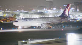 USA: Hawaiian Airlines Flight Makes Emergency Landing At LAX in Westchester, LA