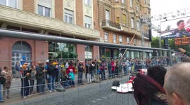 Ferrari loses control and hits spectator fence