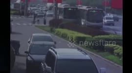 Two buses crash on China road after argument