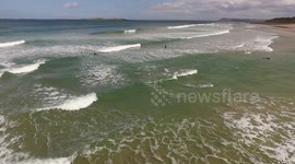 Beautiful drone footage of surfers off Northern Ireland
