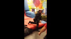 Man faceplants after failing to stick to velcro wall