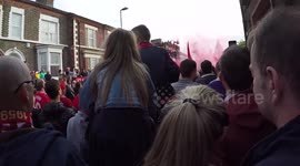 Shocking moment 'rocket launched at Liverpool fans'