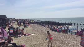 Crowded West Wittering beach in May