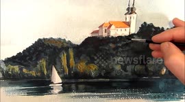 Sailboat, Watercolour Painting a Landscape by Vamos