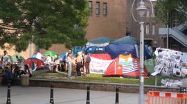 Students outside of the SOAS University building in London set up an encampment to protest against Israel