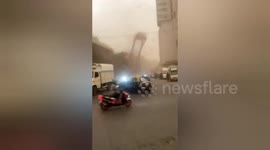 India: Scaffolding collapses during powerful storm in Maharashtra