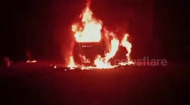 India, Moradabad: A massive fierce fire in moving car then car rider saved his life by jumping