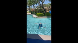 Carefree kid drifts away on lazy river adventure in California