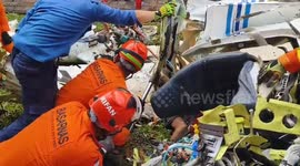 Evacuation of Victims of a Train Plane that Crashed in BSD, South Tangerang, Banten, Indonesia
