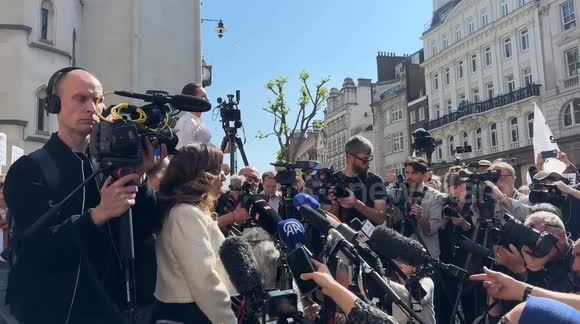 Stela Assange speaks to the media ahead of Julian Assange final court date.  Supporters of Julian Assange gather at the Royal Courts of Justice on The Strand for what is being termed his ‘final battle’ in the UK courts. The demonstration, organised under 