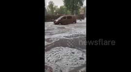 Poland: Storm Brings Hail To Gniezno, Blankets Streets In White 3