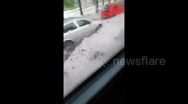 Poland: Storm Brings Hail To Gniezno, Blankets Streets In White 4