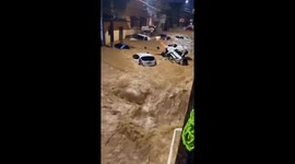 Floodwaters sweep away vehicles in Mimoso do Sul, Brazil