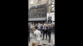 Prince William greets royal fans in Soho two days prior the coronation of King Charles III in London