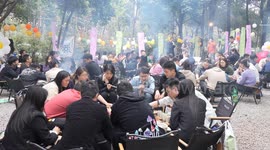China: Citizens Eat Barbecue in Chongqing