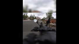 Right of way violation. Electric kickscooter vs Electric scooter. Paris suburb, Elancourt, France. 23 may 2024