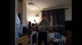 Having a dance to funky music on my new cd player with good bass sound