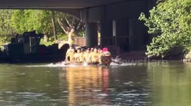 Chinese dragon boat team slowly sinks during race