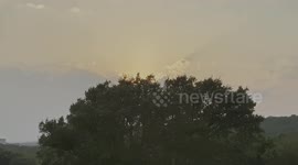 4K HDR Time Lapse Video Of Thunderstorm Clouds Moving In Over NW Dallas, Texas Against Setting Sun