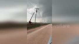 Tornado towers above fields in Oklahoma