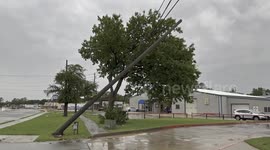 USA: Telephone Pole Blown Down From High Winds During Denton County Thunderstorms (4K)