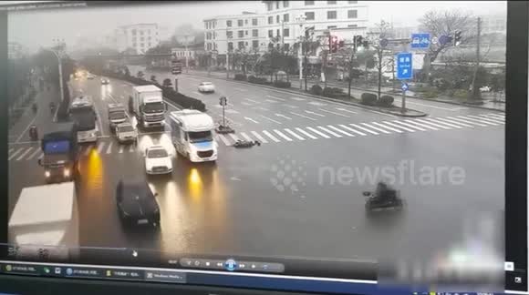 Cyclist collides three times in one minute after running red light ...