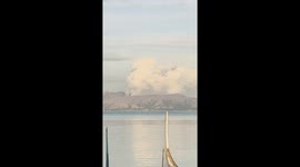 Taal Volcano spews gas in the Philippines