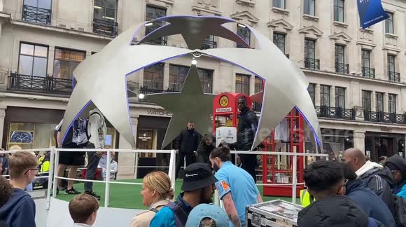 The Champions League trophy is displayed in Regent Street as the Champions League Festival takes over London