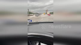 USA: Severe Flooding on I-35E Out of Downtown Dallas