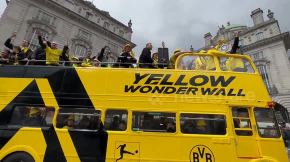 German fans gather in central London  ahead of Real Madrid v Borussia Dortmund Champions League final