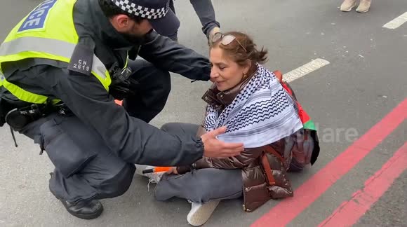 Pro-Palestine Youth Demand activists arrested as they defy police orders and block a street in London