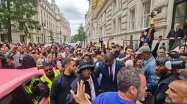 Ecstatic crowds mob footballing legend Ronaldinho as he leaves London hotel to head to the Champions League final at Wembley