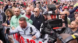 Tommy Robinson at his march and screening of his latest film 'Lawfare- A Totalitarian State'